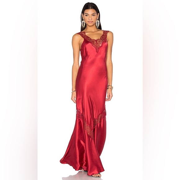 LPA Revolve Satin Lace Maxi Dress - Picture 1 of 8